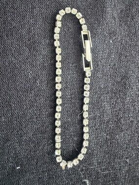 Rhinestone Tennis Bracelet Silver Tone Clear Stones